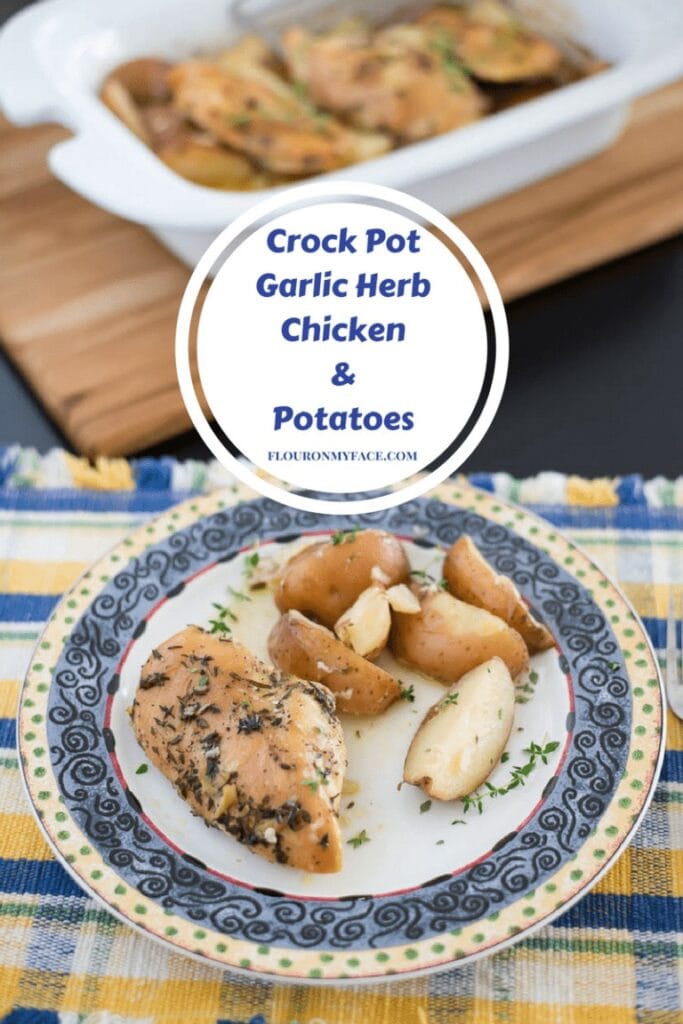 Garlic Chicken Herbs and potatoes on a plate