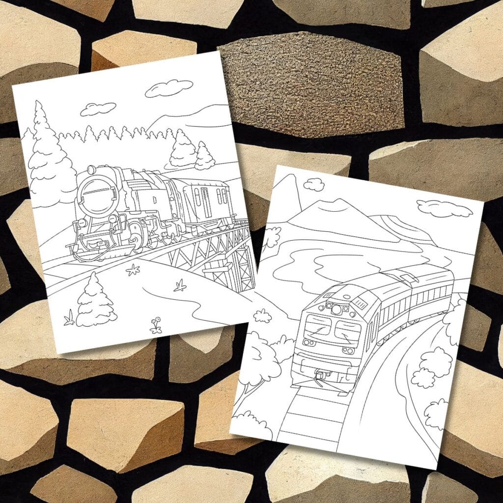 Printable Coloring Train Pages for Kids