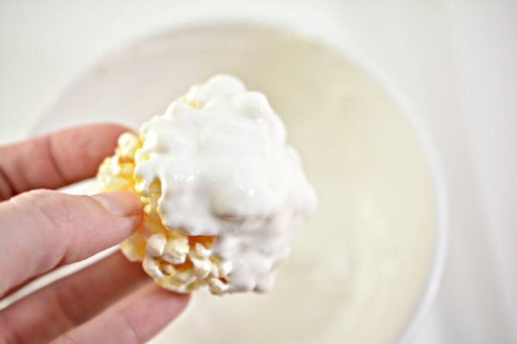 popcorn with a white coat mixture