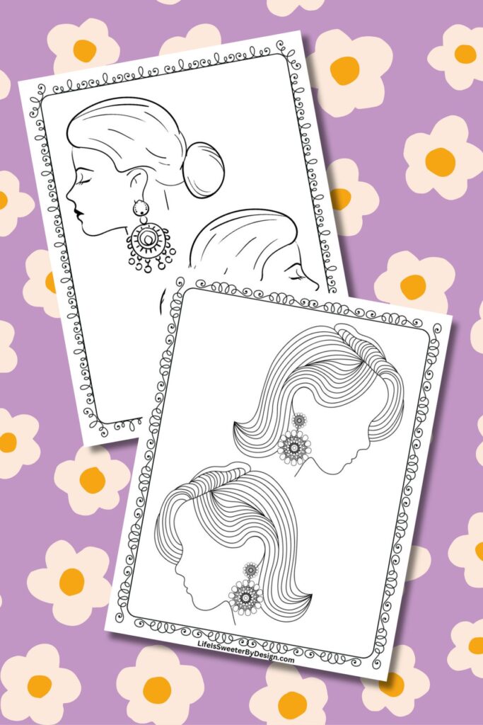 2 earring coloring sheets for kids