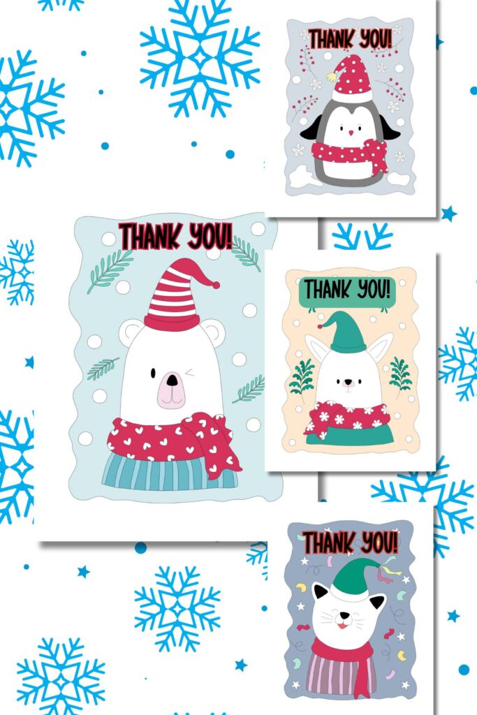4 Different Christmas Cards for Kids