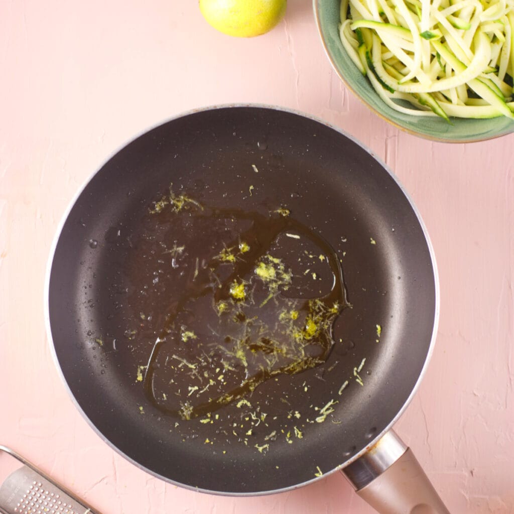 olive oil and lemon juice on a pan