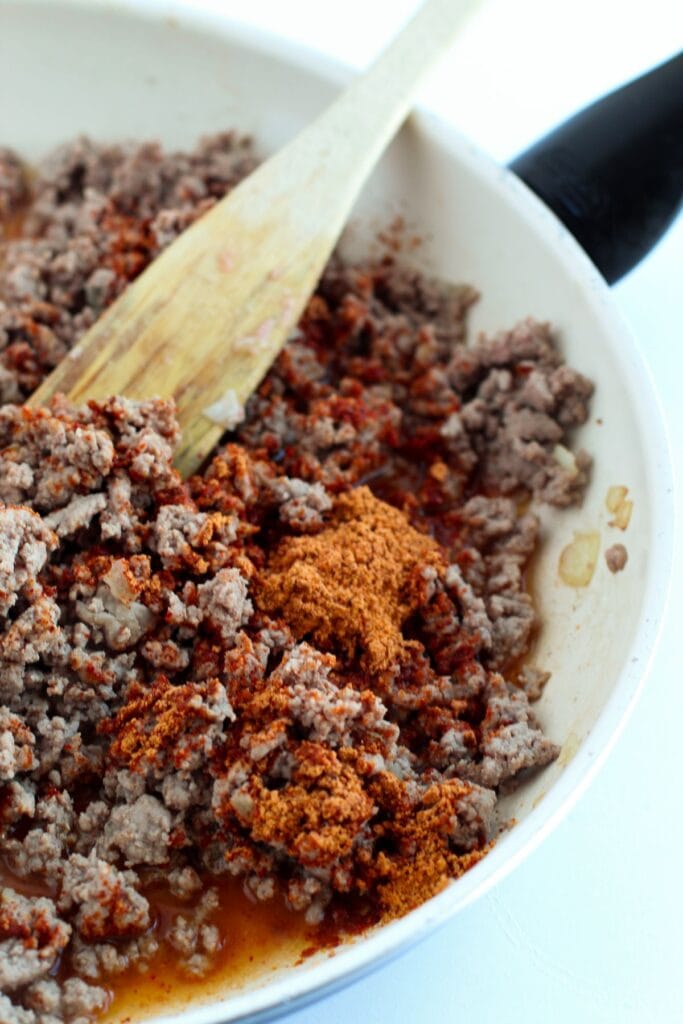 ground turkey on a skillet