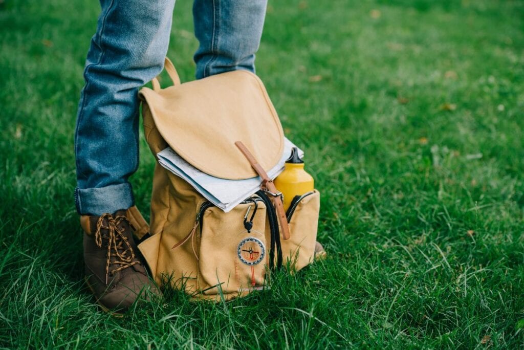 backpack on the ground