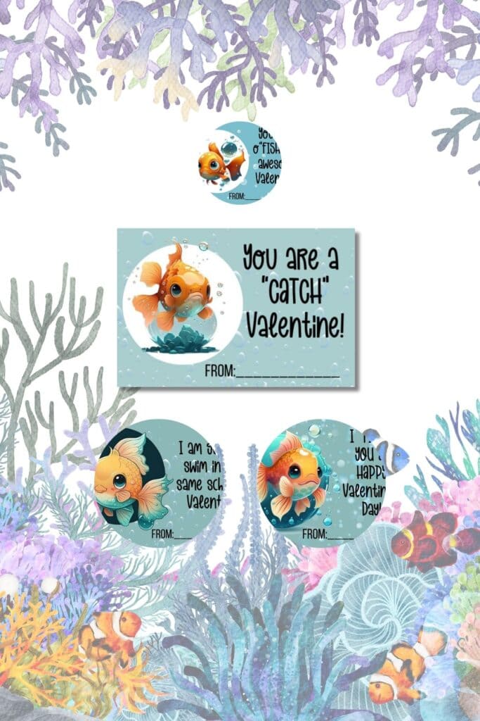4 cute goldfish gift tags for hearts day