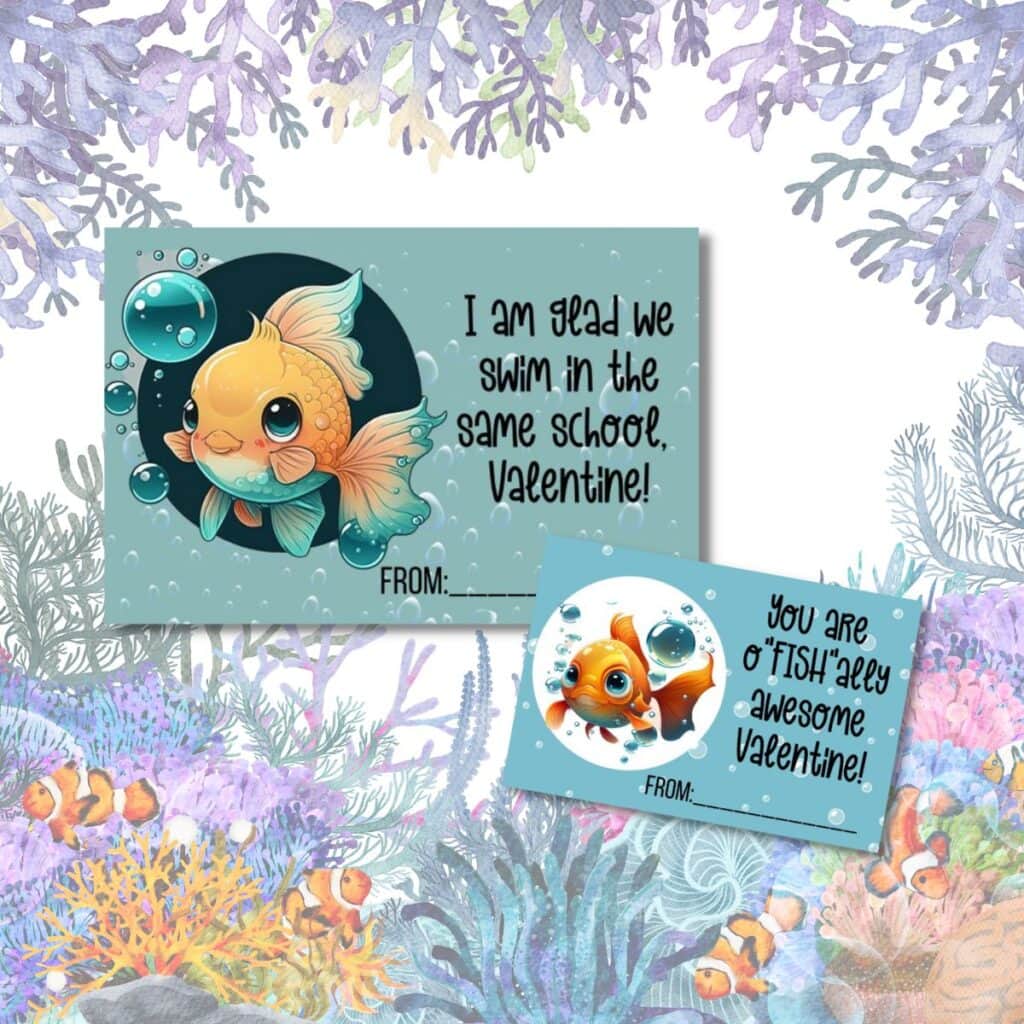Cute goldfish cards for valentines day