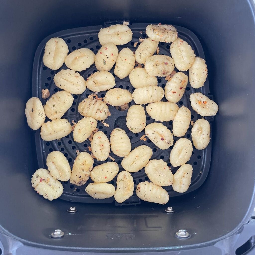 Gnocchi in an air fryer basket