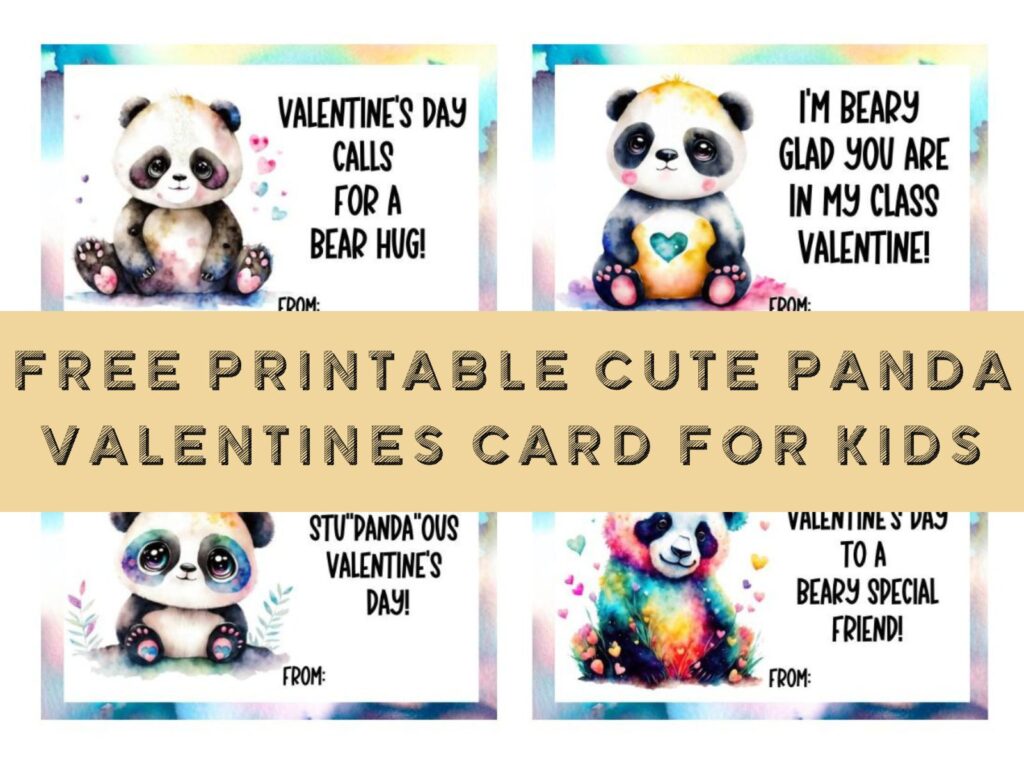 Cute Panda Gift Tags for Valentine's Day