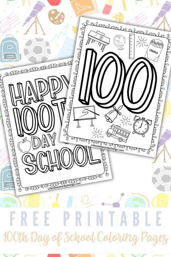 Free Printable 100th Day of School Coloring Pages Pin