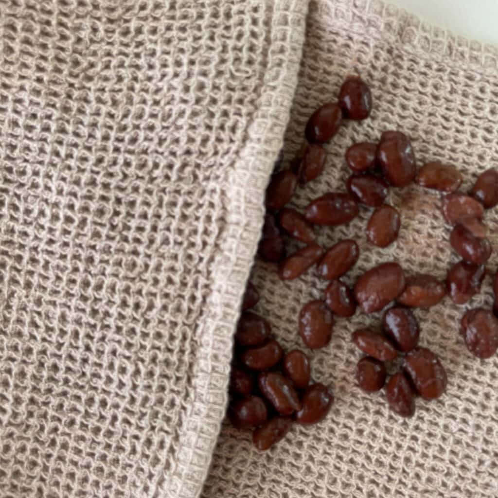 patting dry black beans