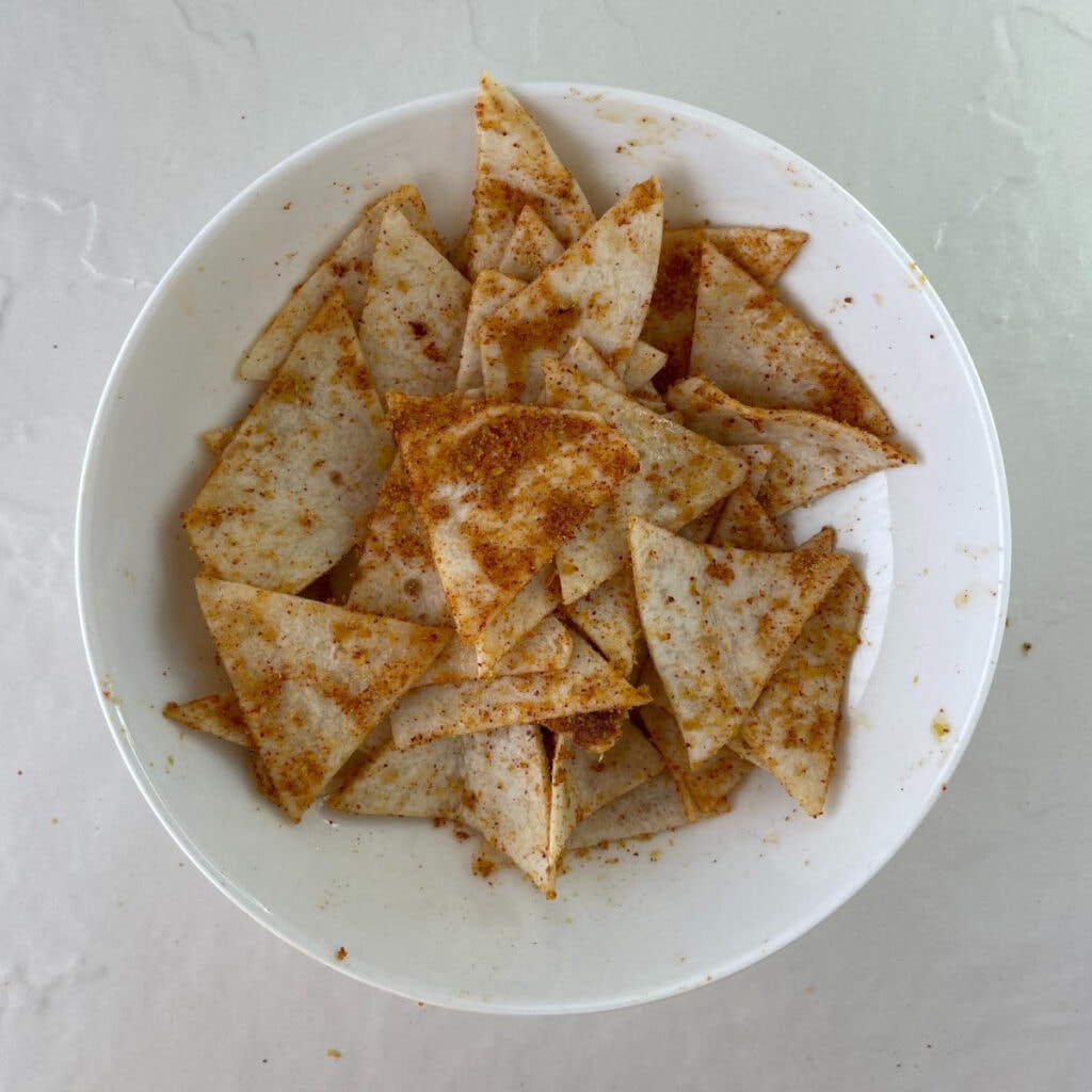 seasoned tortilla chips in a bowl