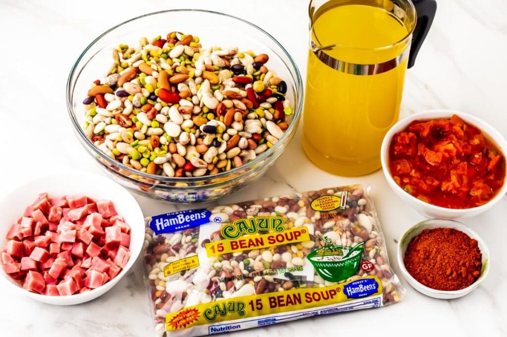 Ingredients to make Ham and Beans
