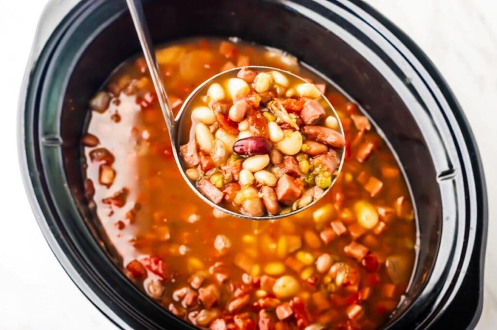 Scoop of ham and bean recipe