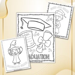 3 Pages of Graduation Color Sheets for Kids