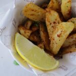 top view of potato wedges homemade