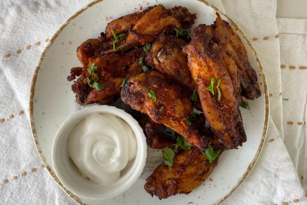 air fried crispy wings on a plate