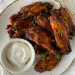 air fried crispy wings on a plate