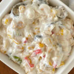 Dip with corn cheese and jalapeno