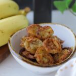 serving of banana chips in a white bowl