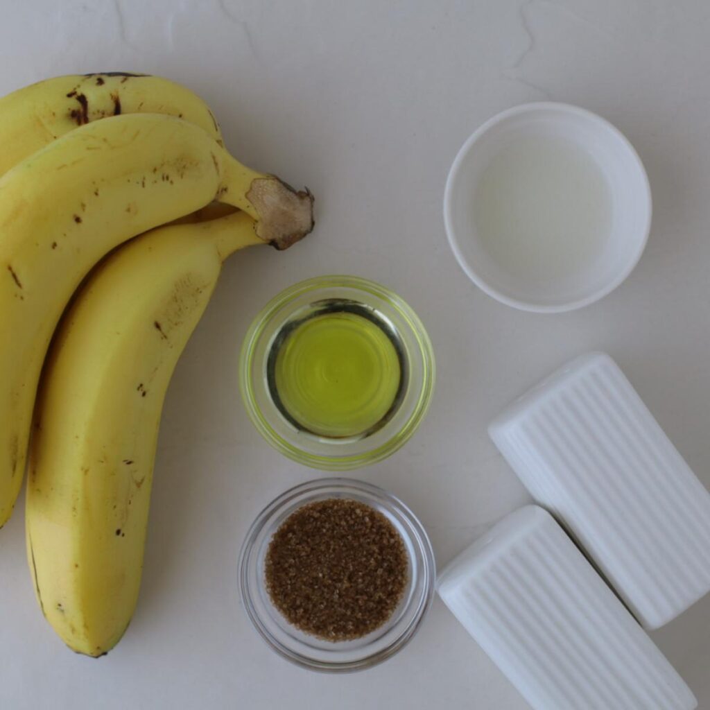Ingredients to make a healthy banana snack