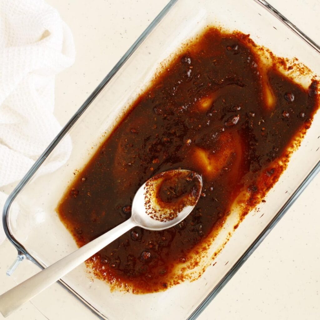 Cajun seasoning in a baking pan