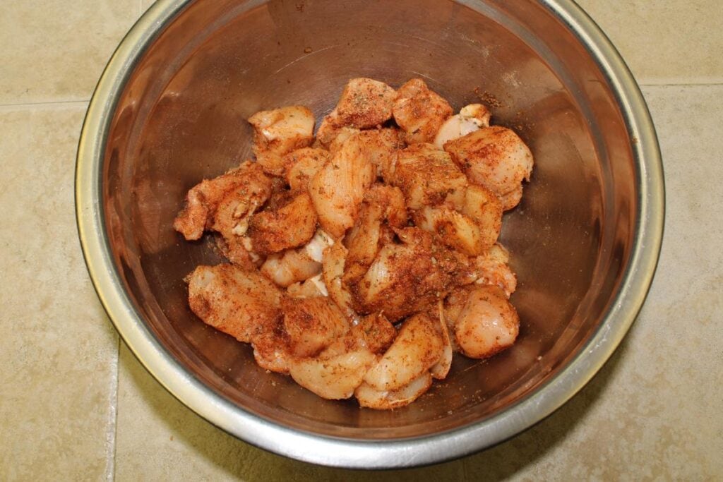 bowl of seasoned chicken