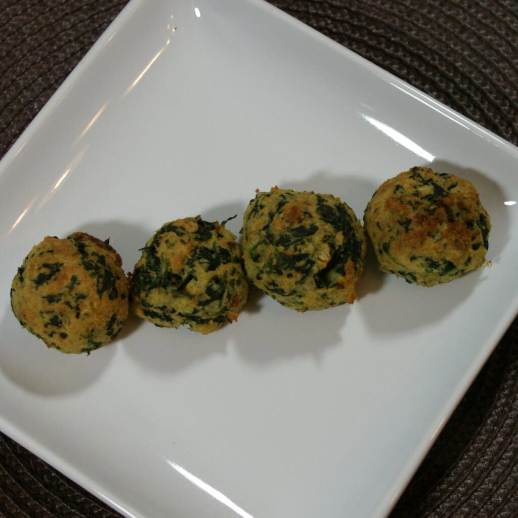 top view: plate of spinach rounds