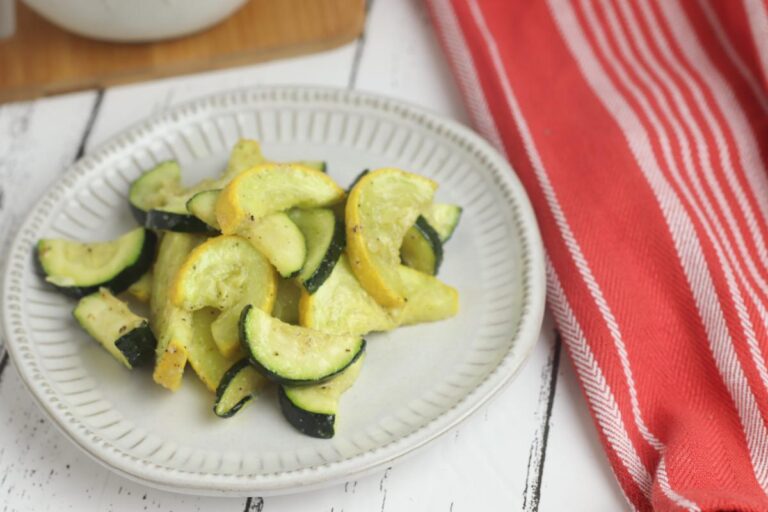 plate of oven roasted zucchini and squash