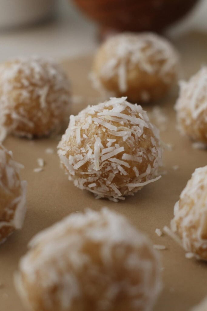 snowball covered in shredded coconut with lime flavor