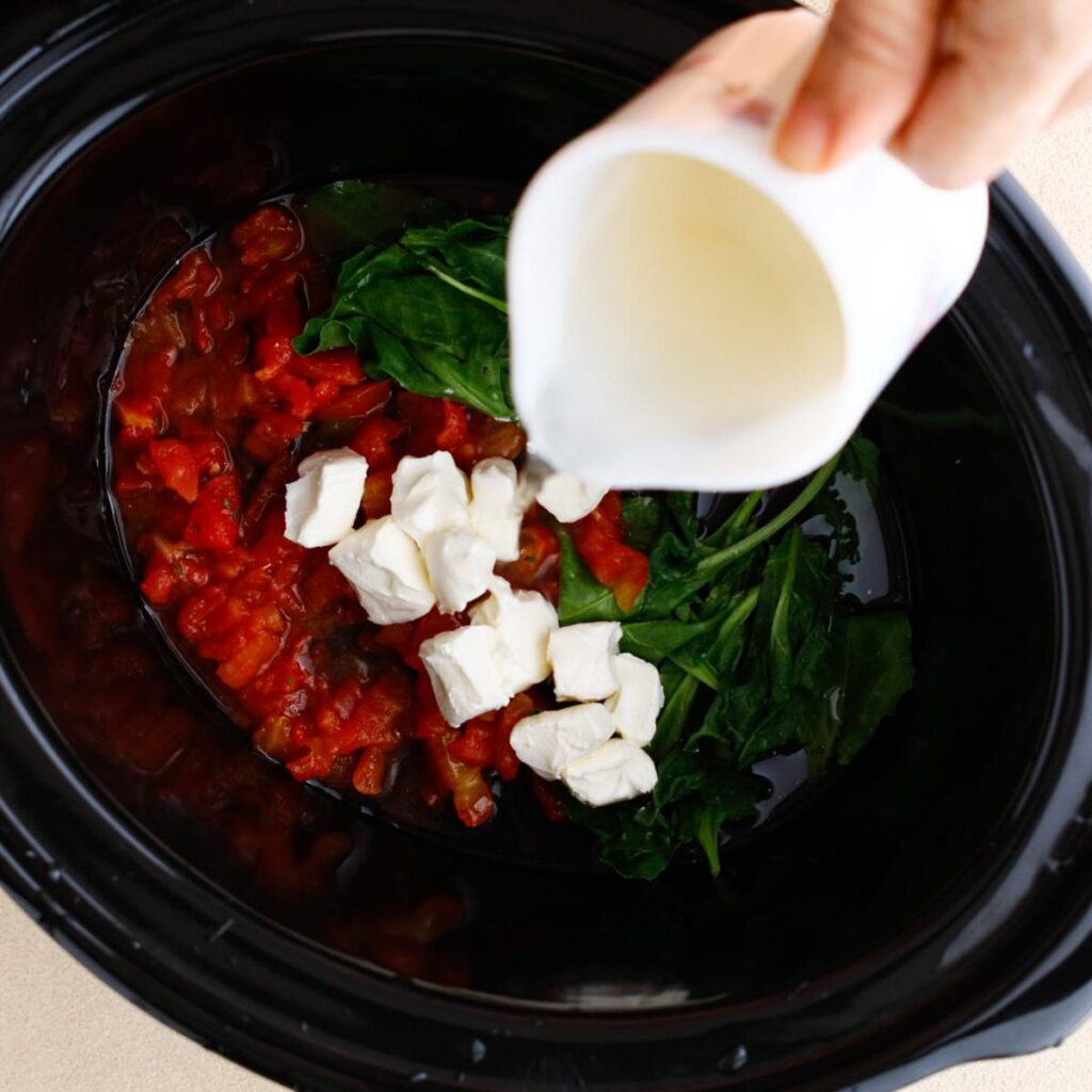 throwing in cream cheese in the slow cooker