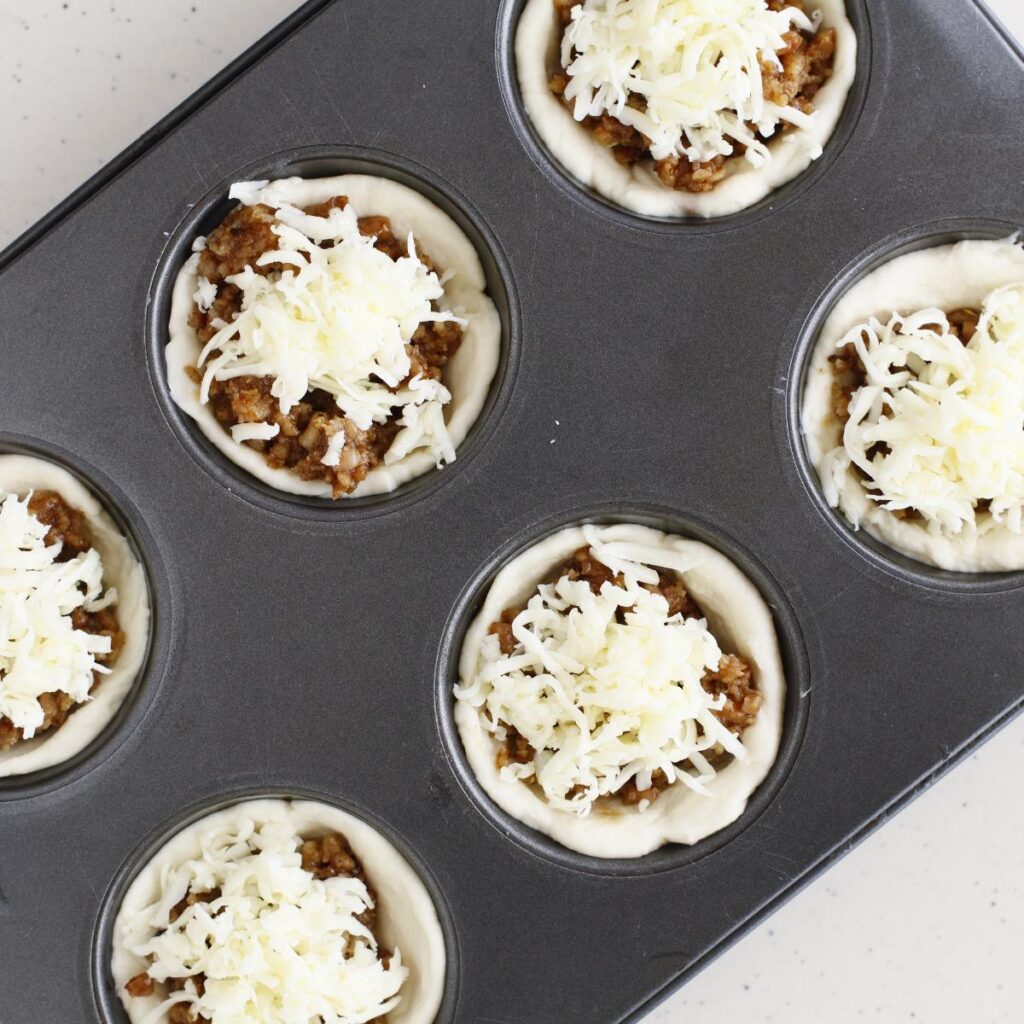 biscuit dough with beef mixture