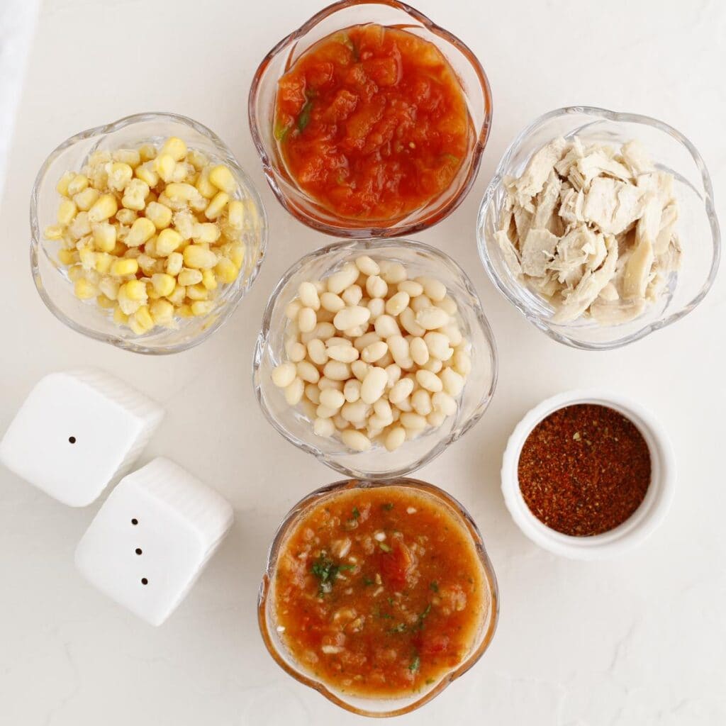 Ingredients to make mexican bean dish
