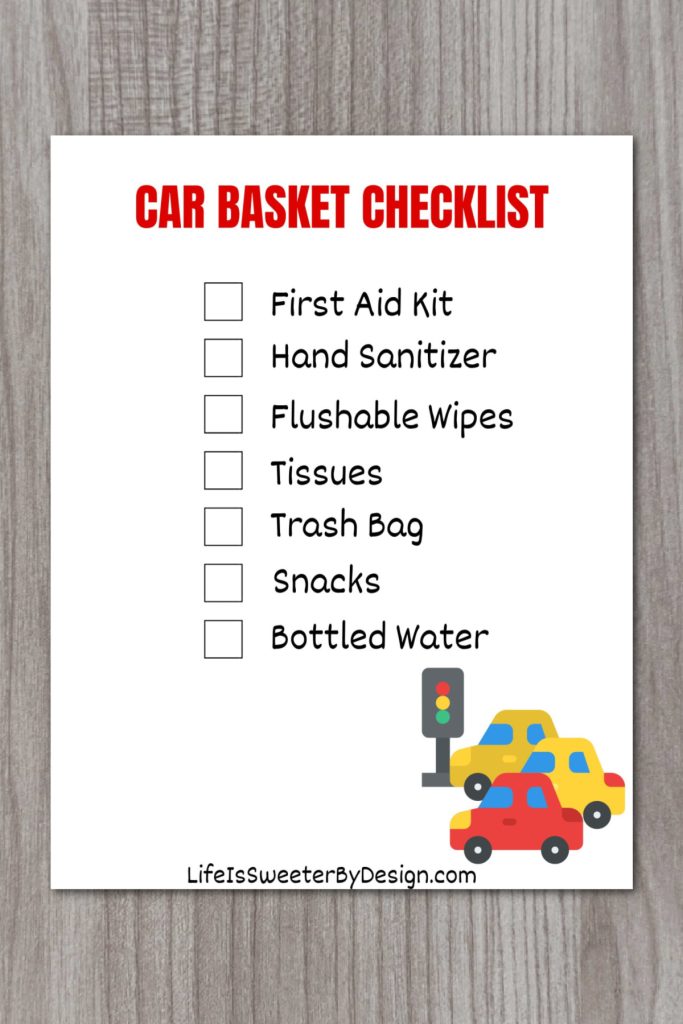 printable car basket checklist