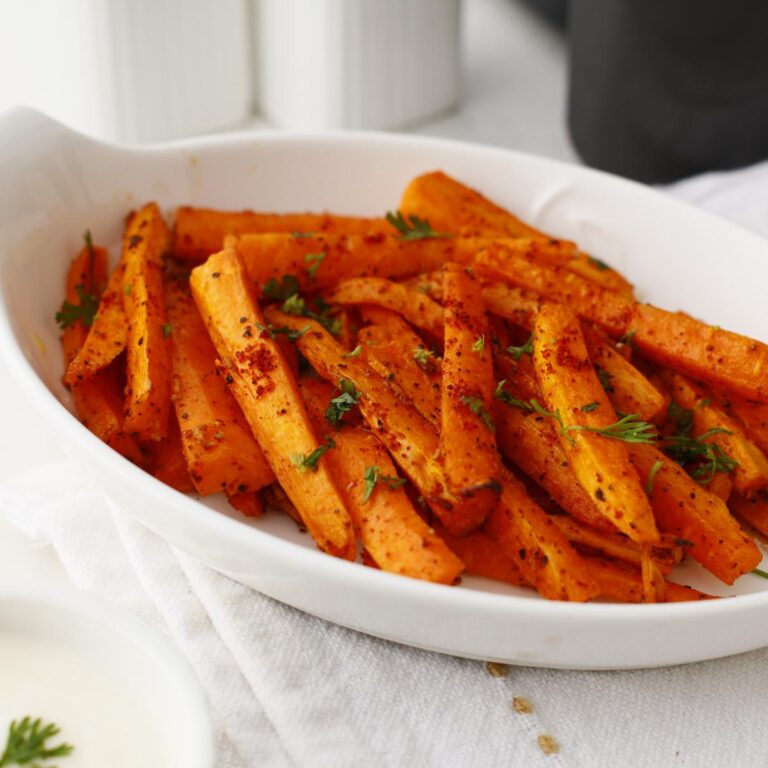 serving of delicious & crispy fries made out of carrots