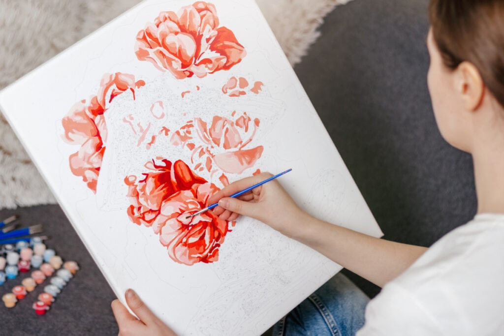 woman painting by number