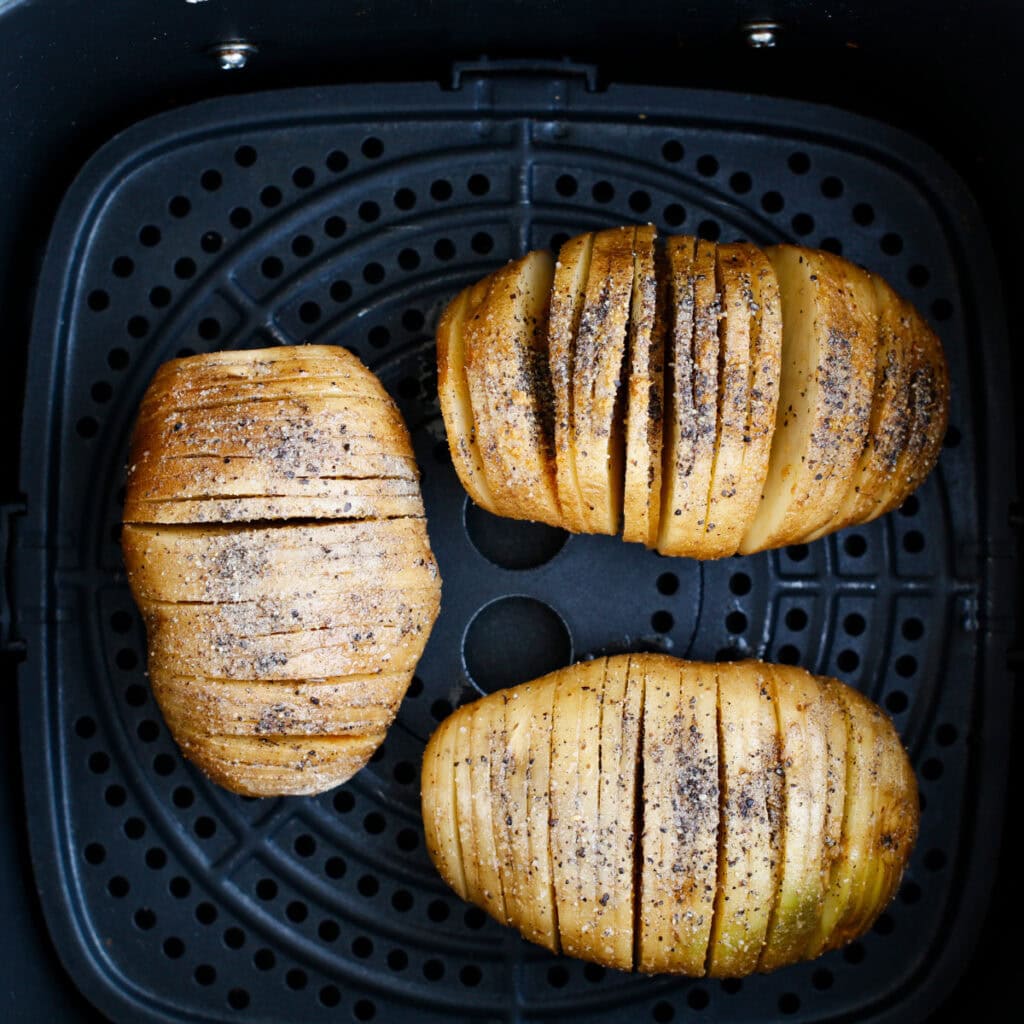 Hasselback potato ready to cook in air fryer