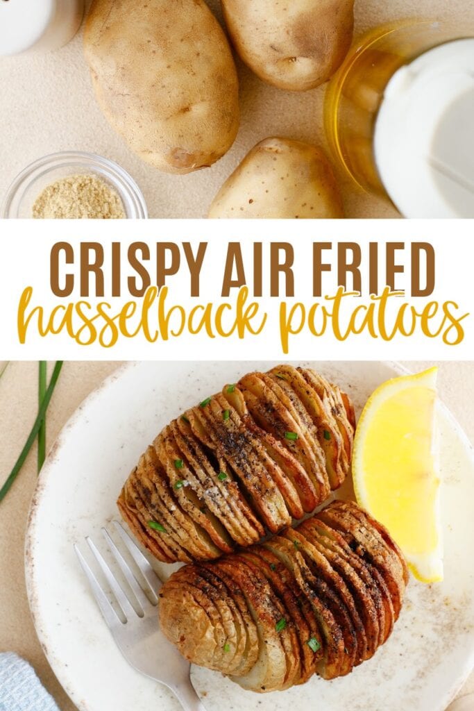Hasselback potato poster with ingredients