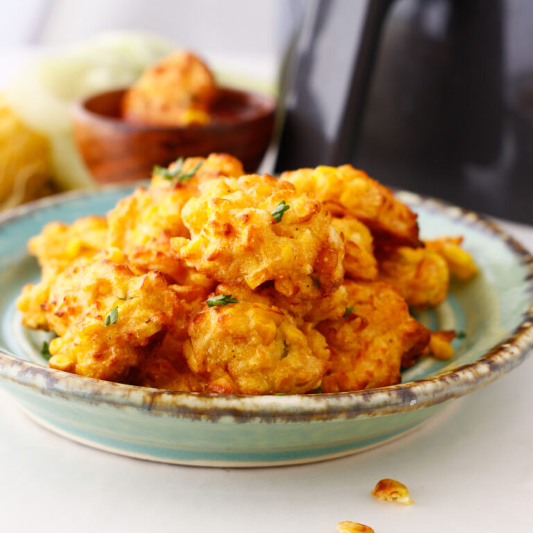 Crispy air fried corn nuggets
