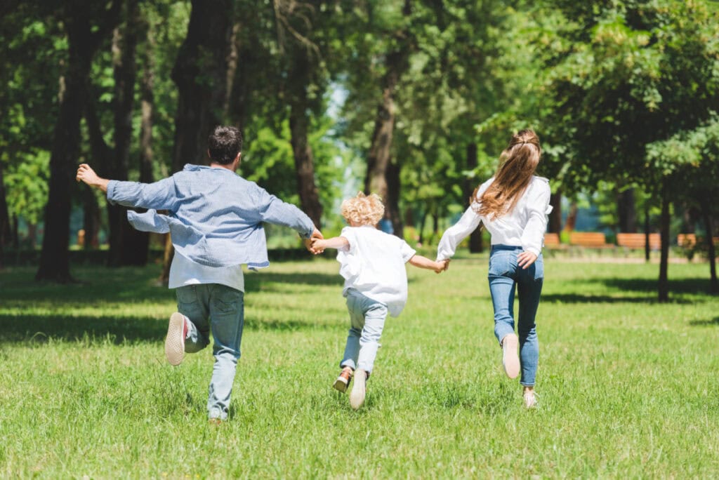 family running in the park