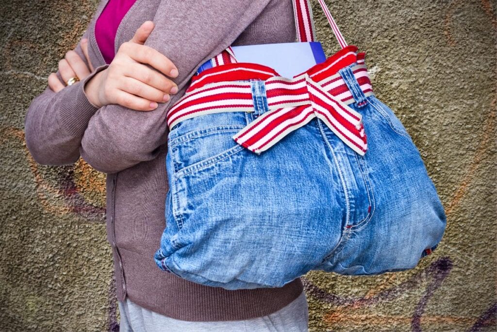 purse made out of denim jeans