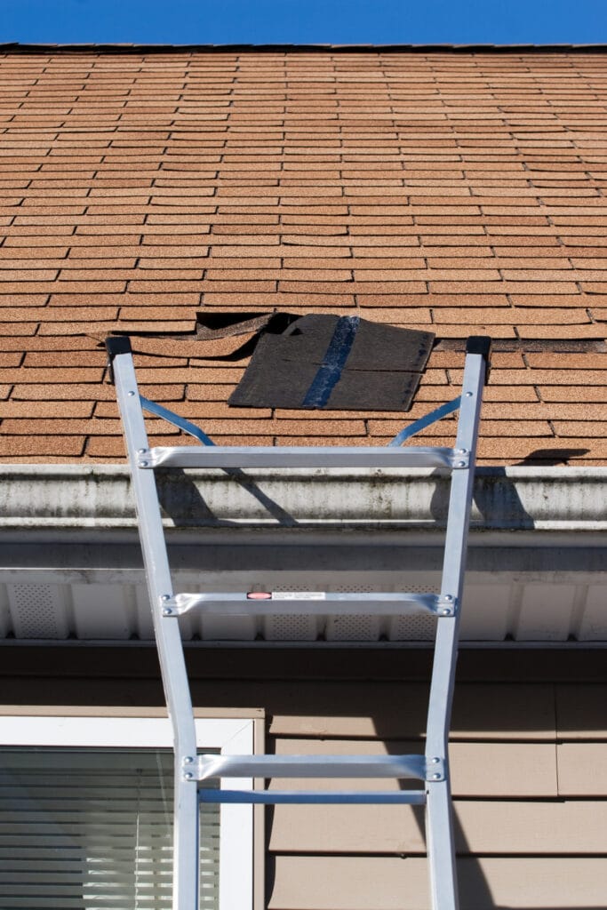 roof with shingles missing