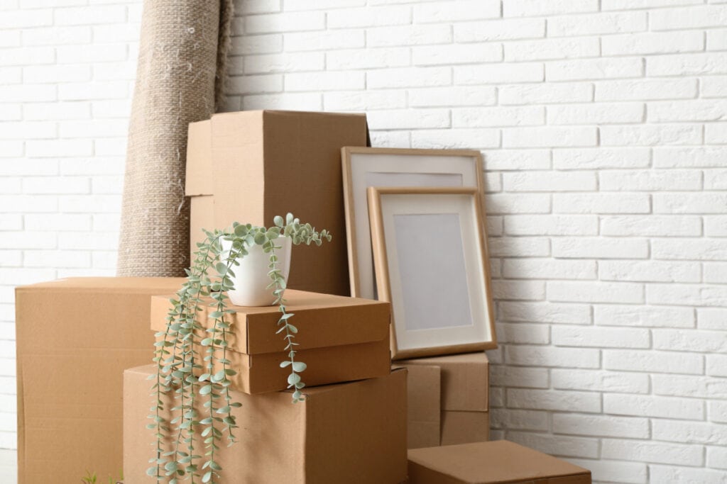 moving boxes stacked