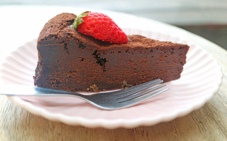 slice of flourless chocolate cake