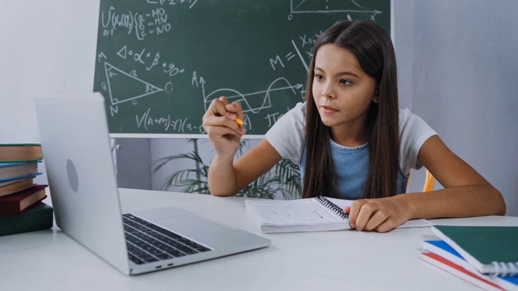 girl studying at her computer