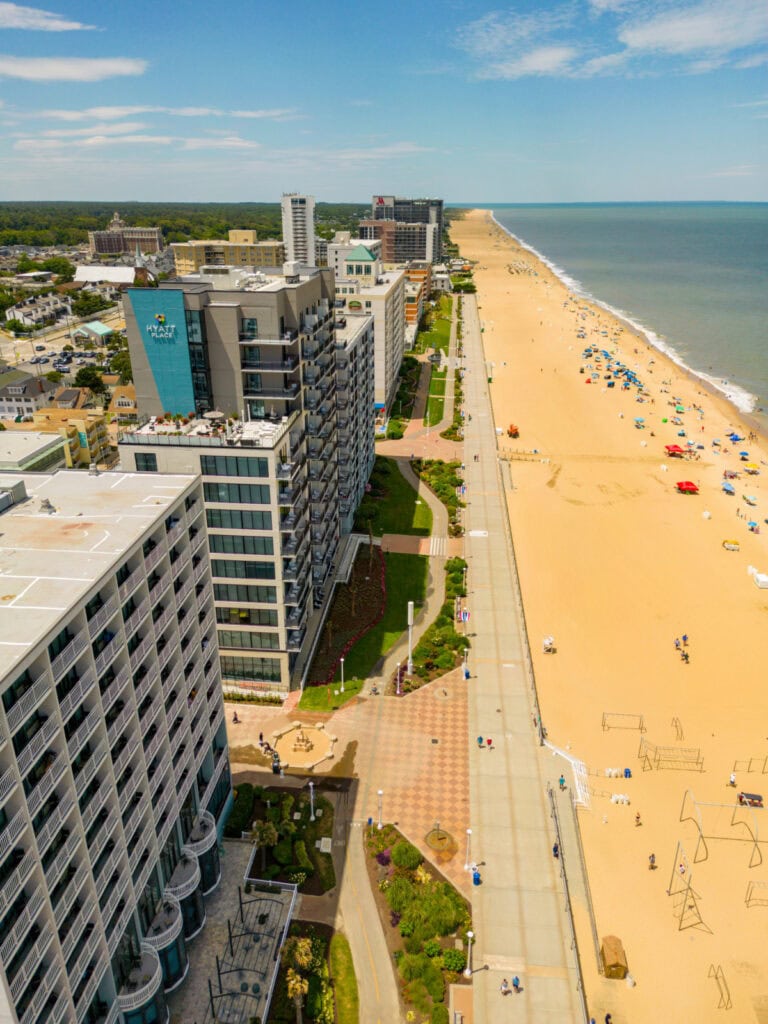 virginia beach boardwalk ariel view