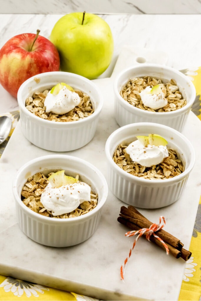 Apple crisp dessert in four cups