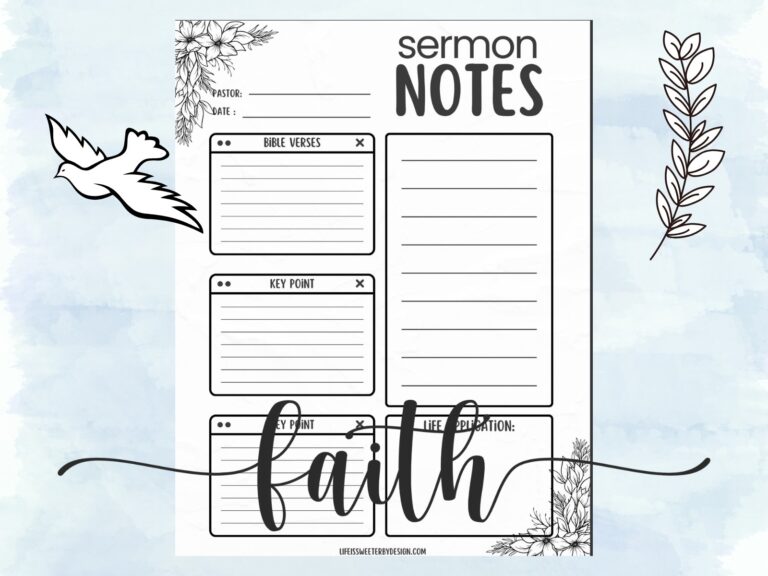 Sermon Notes Template in Horizontal Graphics