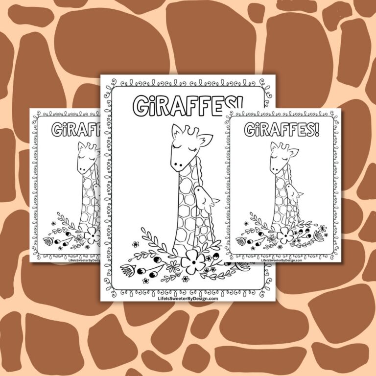 Free Printable Coloring Sheet of Giraffes