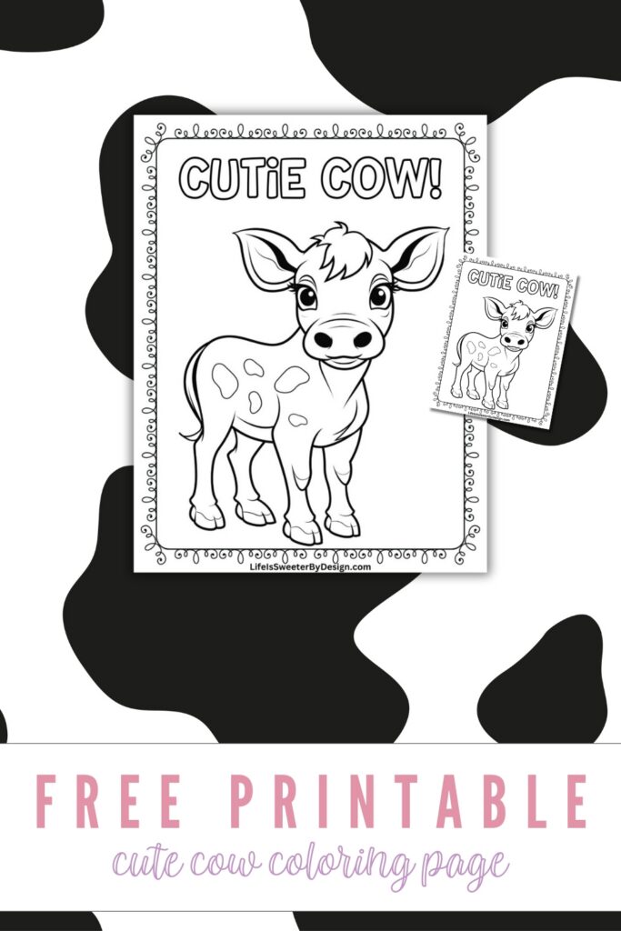 Free Printable Cute Cow Coloring Page Pin